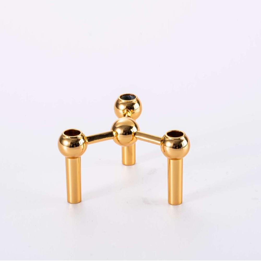 Kovový držák na svícen s molekulární strukturou, stříbrný trojúhelníkový svícen, domácí dekorace, svícen, dárek