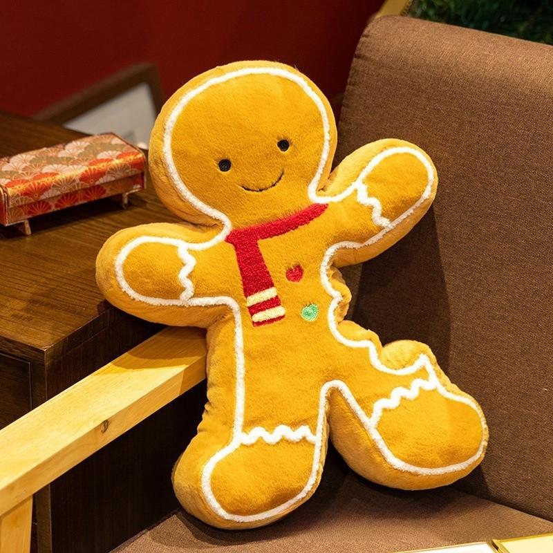 Christmas Gingerbread Man Plush Pillow With Soft 3d Cotton For Kids And Adults
