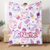 Custom Name Peppa Pig Ice Cream Party Party Blanket For Couch Bed Plush Cozy Fuzzy Blanket Super Soft Warm Blankets For Fall And Winter 0916106