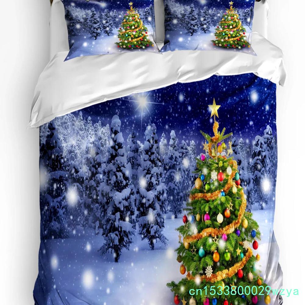 Christmas City Houses Building Castle Bedding Set 3pcs Duvet Cover Pillowcase Kids Adult Quilt Cover Double Bed Set Home Textile
