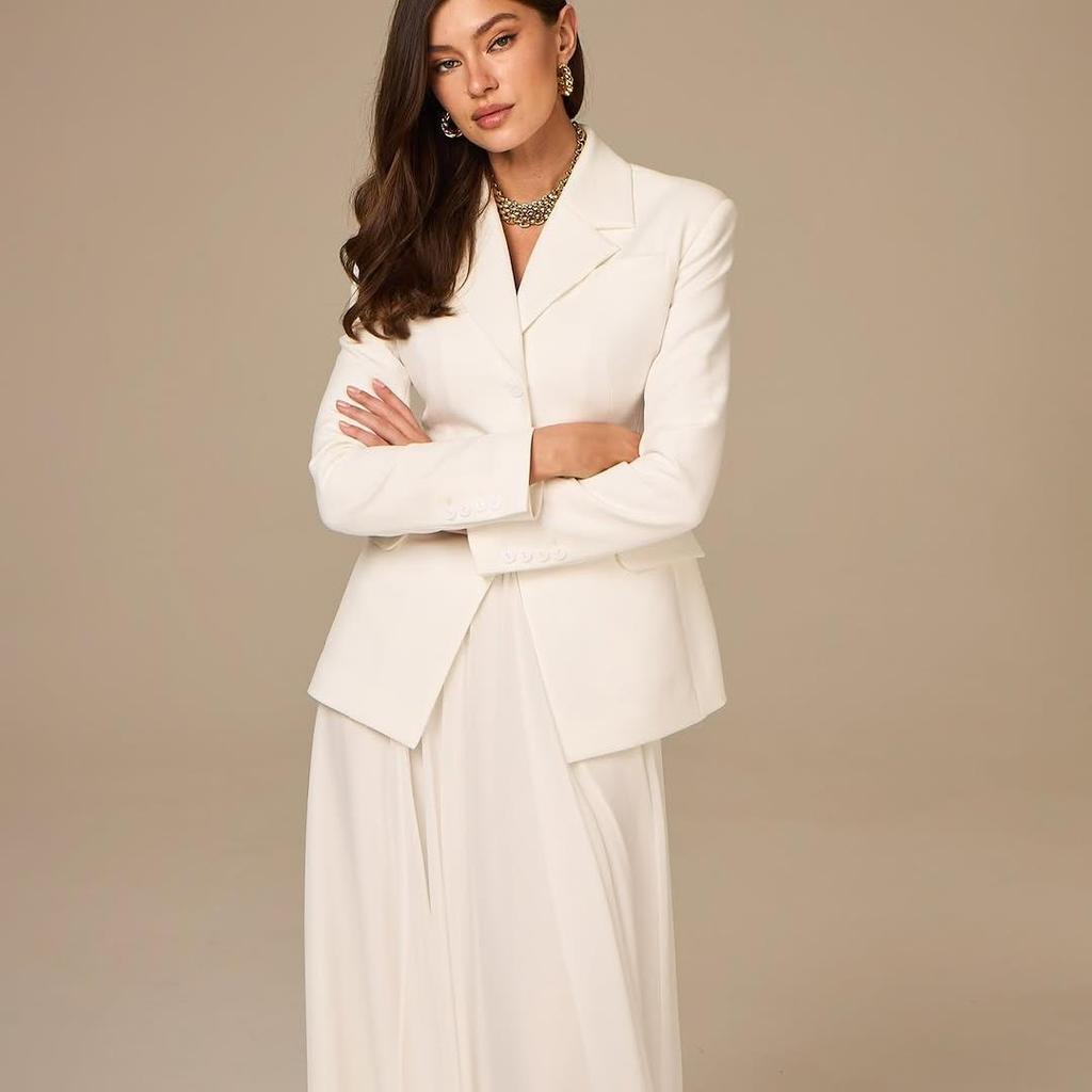 2025 Autumn/Winter Versatile Suit Jacket & Double-Layer Gauze Midi Skirt Set