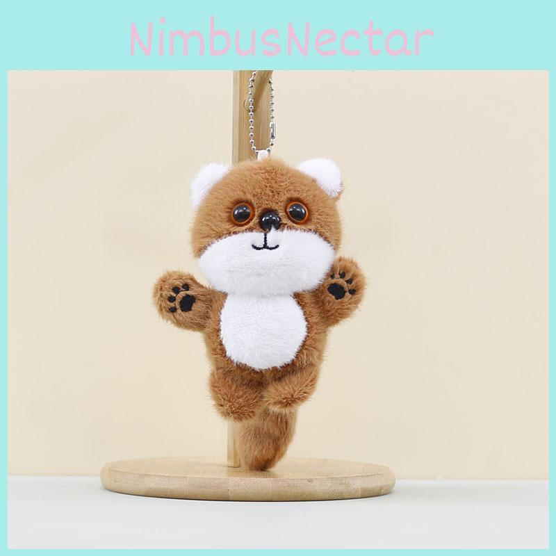 Toy Fox Plush Keychain With Soft Short Fur For Bag Accessory Cute Keychain Fox