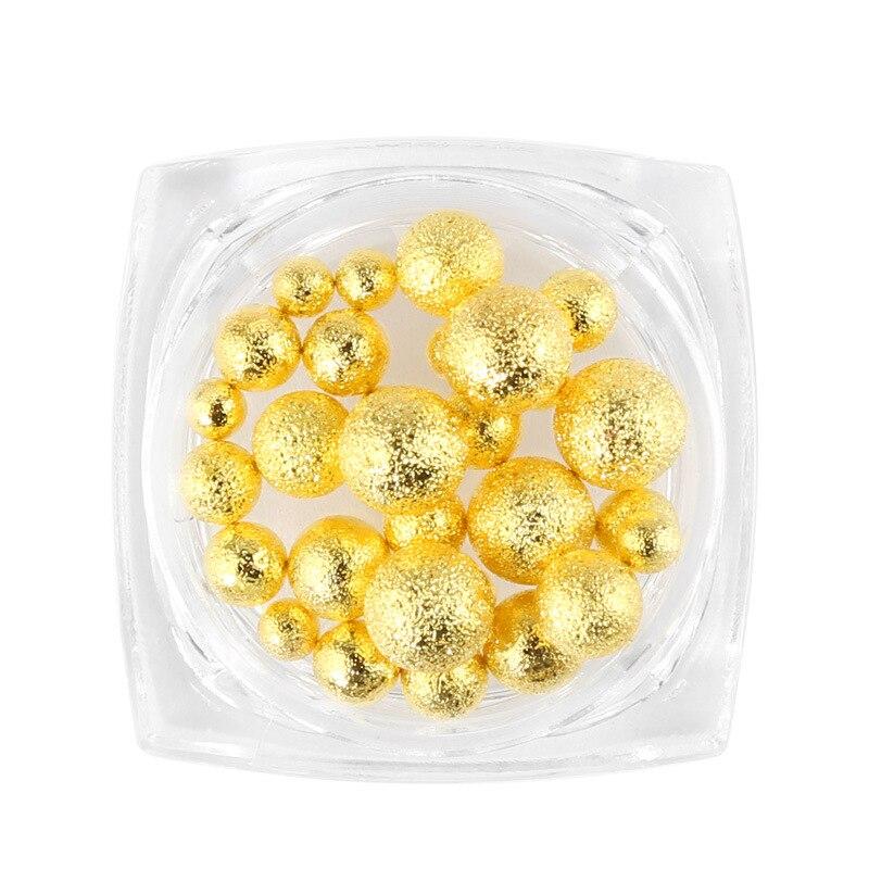 

1 коробка украшения для ногтей Стразы матовые однотонные матовые круглые бусины в стиле панк профессиональные блестящие элегантные инструменты для маникюра «сделай сам» золотой