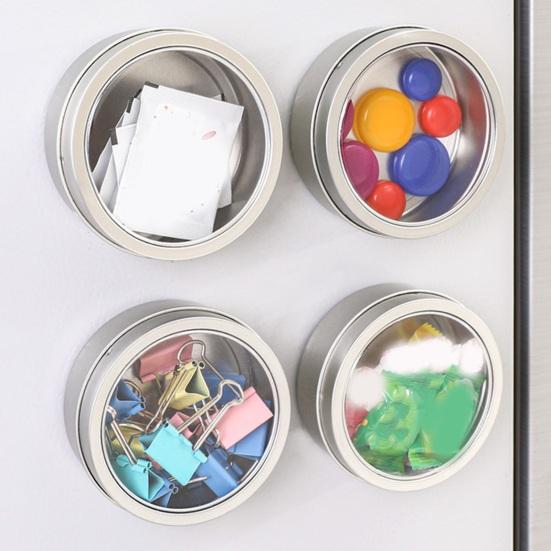 Magnetic Storage Box Dustproof Lid Clear No Drilling Removable Heavy Duty Refrigerator Microwave Side Storage Container Organizer Holder Kitchen