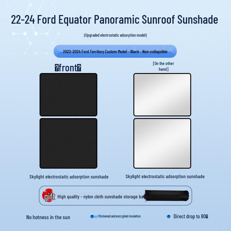 Opaque Sunroof Sunshade for Ford Kuga '22: Heat Insulation, Sun Protection, Privacy