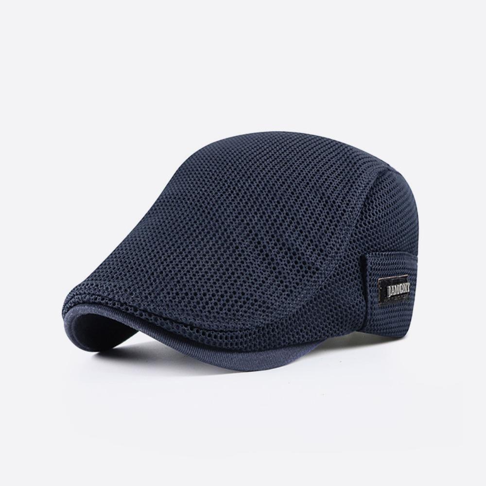 Korean Style Men Beret Hat British Style Forward Peaked Cap Adjustable Mesh Flat Cap  Summer