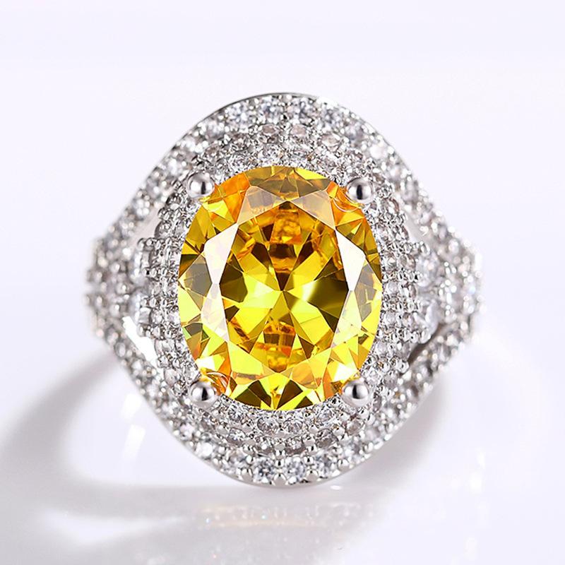 Eleganter Gelber Wassertropfenförmiger Kristall Strass Zirkon Damenring für Frauen Party Hochzeit Verlobung Schmuck Größe 6-10