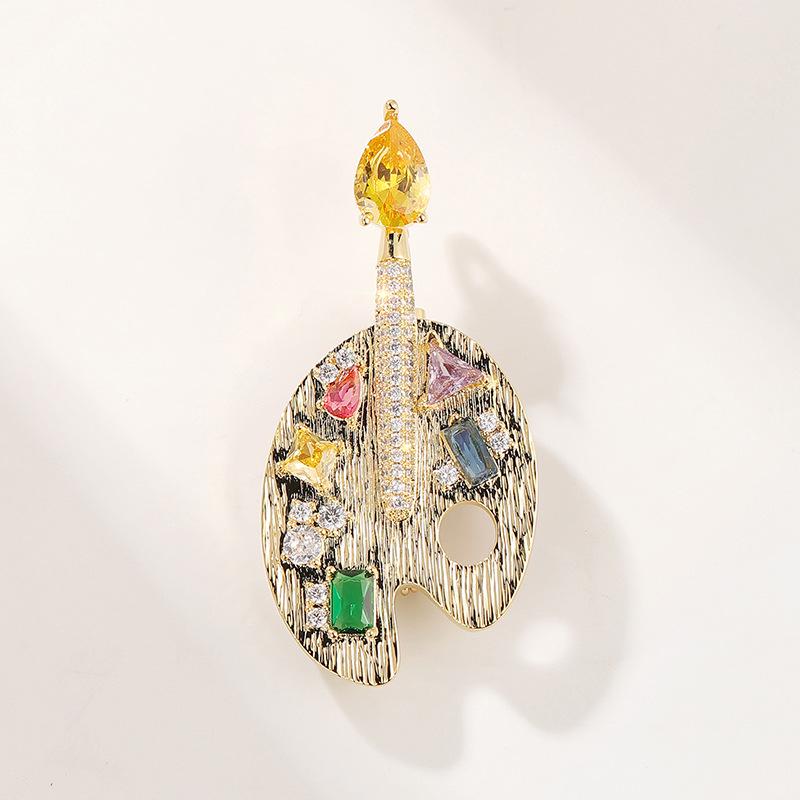 Bo Xin Yun Zirconia Color Palette Brooch - Creative Art Gift Pin & Clothing Accessory Corsage.