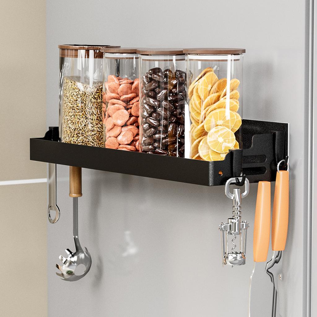 Refrigerator shelves,Strong Magnetic Absorption Rack,spice rack,With Paper Roll holder,Kitchen Supplies Storage Rack With Hook
