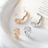 Korean Style Zircon-Studded Four-Petal Flower Geometric Earrings for Women