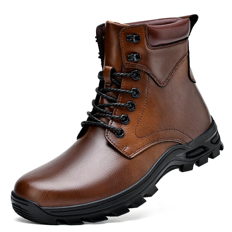 

Мужские утепленные зимние ботинки в стиле ретро, теплые, удобные, нескользящие, большого размера, на шнуровке, модные мужские ботинки с плюшевой подкладкой 38