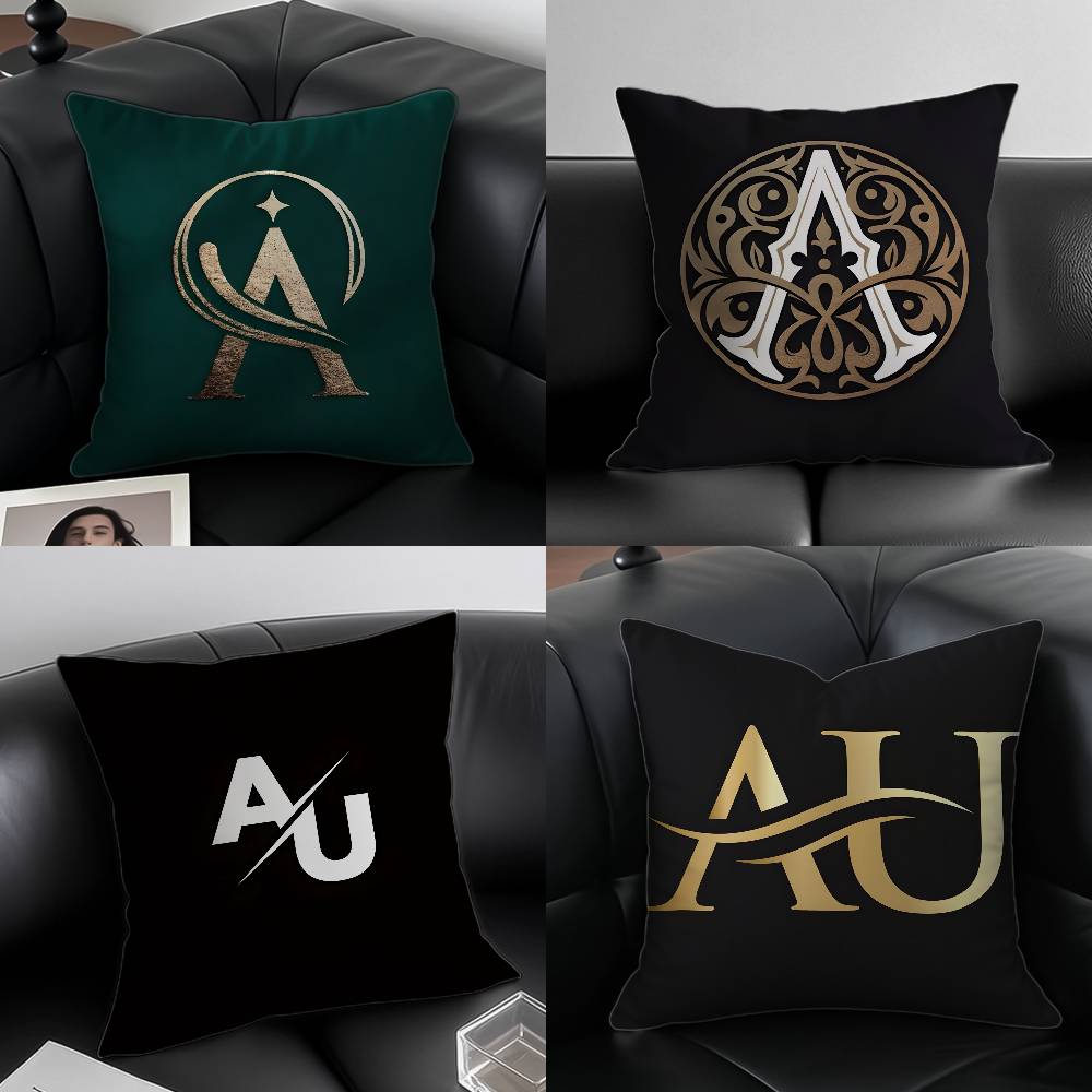 Simple Letter Design AU Pillow Case Anti-dustmite Pillowcase Invisible Zipper Silky Short Plush Sofa Cushion Cover