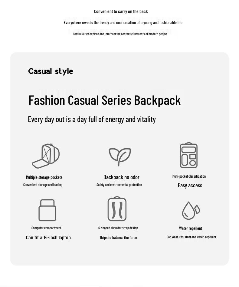 Men's Casual Multifunctional 17" Laptop Backpack - Large Capacity for College, Business & Travel