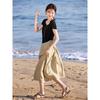 Women's Summer A-line Color Block Midi Dress