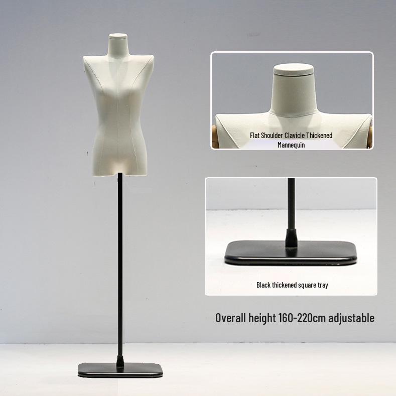 Korean Style Women's Clothing Display Mannequin with Flat Chest and Square Shoulders