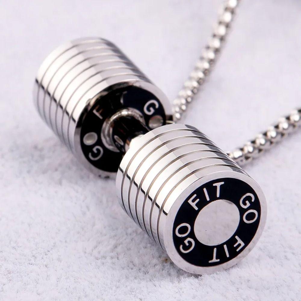 Zinc Zinc Alloy Dumbbell Necklace Strength Training Dumbbell Sports Necklace  Jewelry Accessories