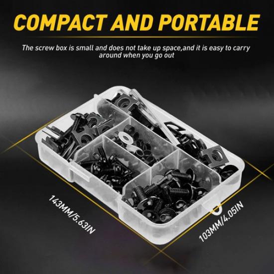 177X Fairing Fastener Fender Kit Body Work Screws Bolts Washers Motorcycle Black