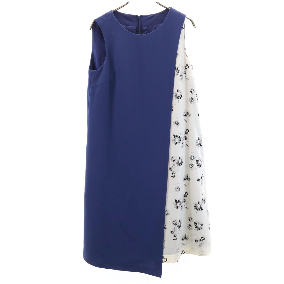 

SHIPS made in Japan Floral No sleeve switching Knee-length dress 38 Navy Women Used