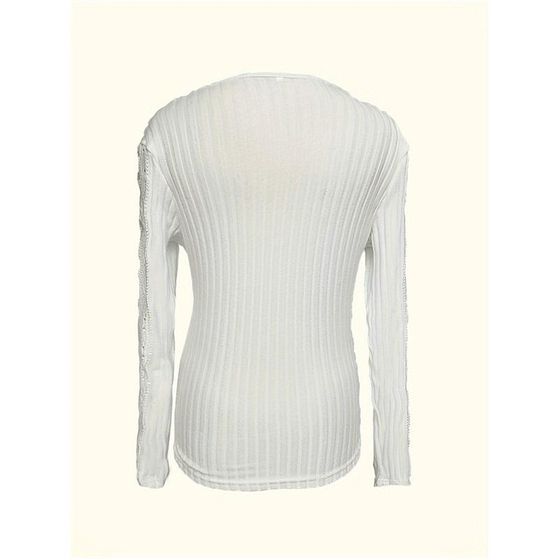 Μόδα Δαντελέ Μανίκι Στενή Γυναικεία Μπλούζα Σέξι