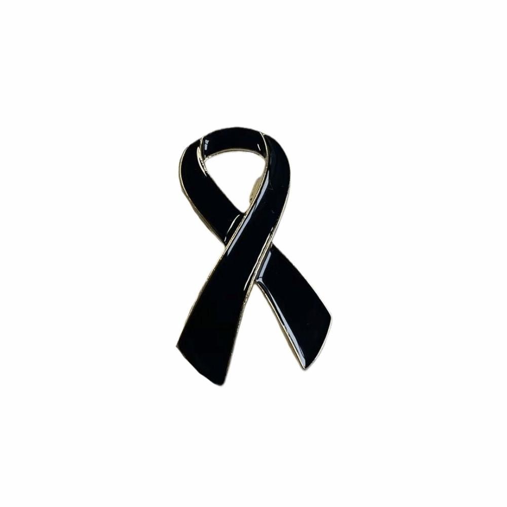 

Rhinestone Crystal Funeral Ribbon Badge Brooch Melanoma Cancer Funerals Memorial Pin Party StyleF Black 4.1cm