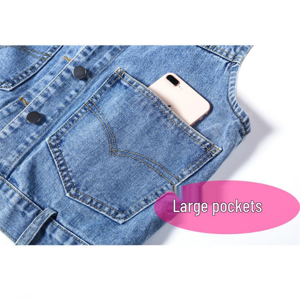 Hooded Korean Style Denim Vest for Women - Versatile Plus Size Outerwear for Spring, Autumn, Winter