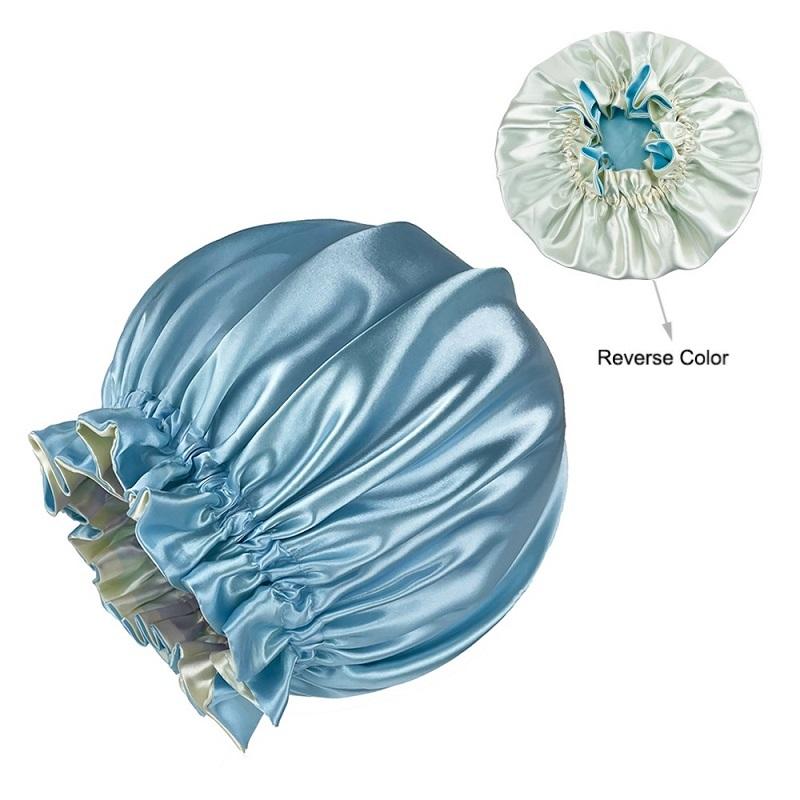 Double Layer Silky Satin Bonnet Women Sleeping Cap Large Reversible Satin Linned Night Sleep Headwrap Hat Hair Wrap Accessories
