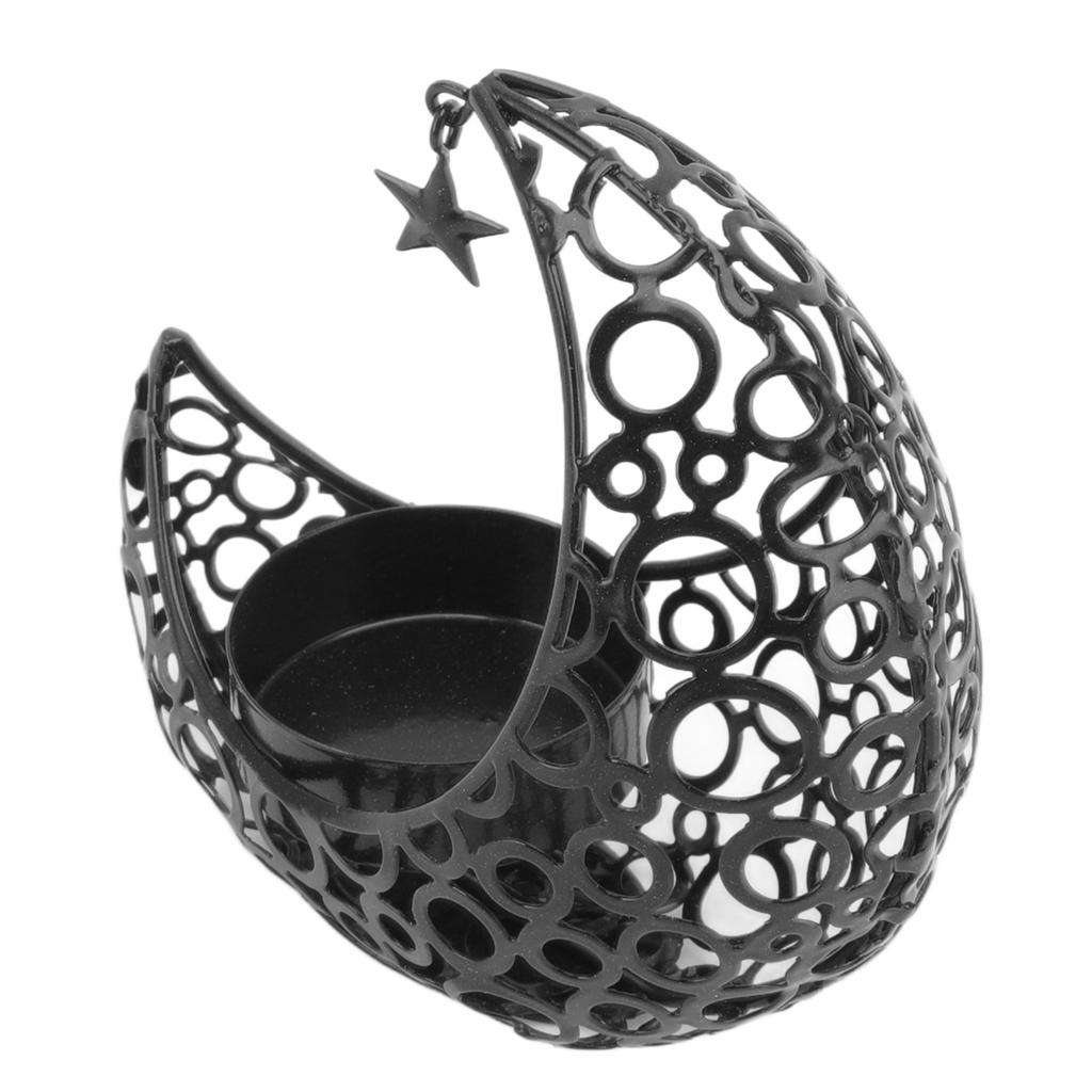 Romantic Moon Candlestick Iron Hollowed Candle Holder for Weddings Christmas Decoration Dining