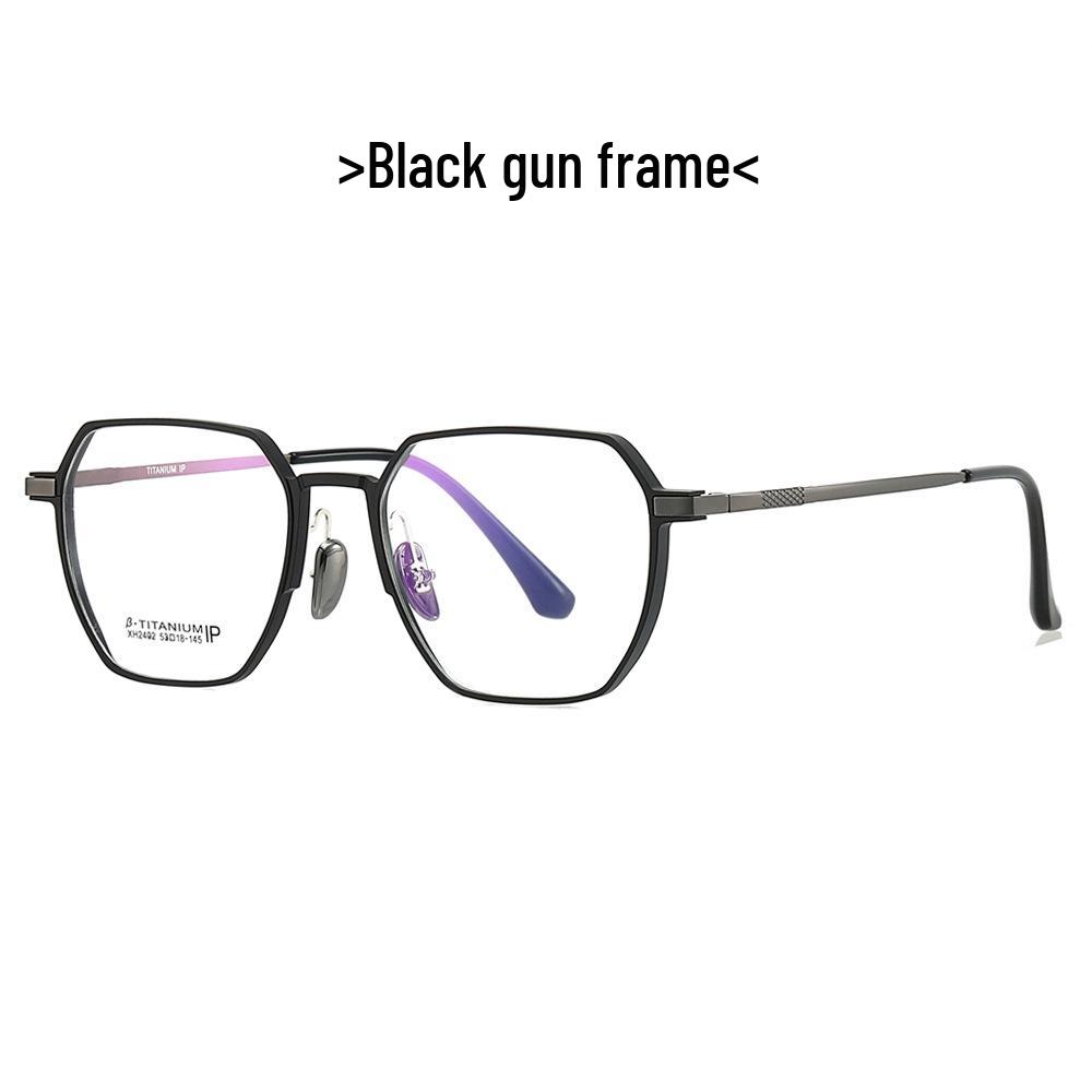 Titanium Anti-Blue Light Glasses, Fashionable Academic Style, Metal Frames, Flat Lenses, Myopia Compatible - Model 2402.