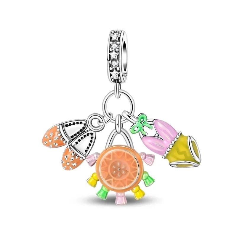 Original Copper Colorful Painting Charms Artistic Palette Beads Pendants Fit Bracelet Necklace Diy Jewelry Gift