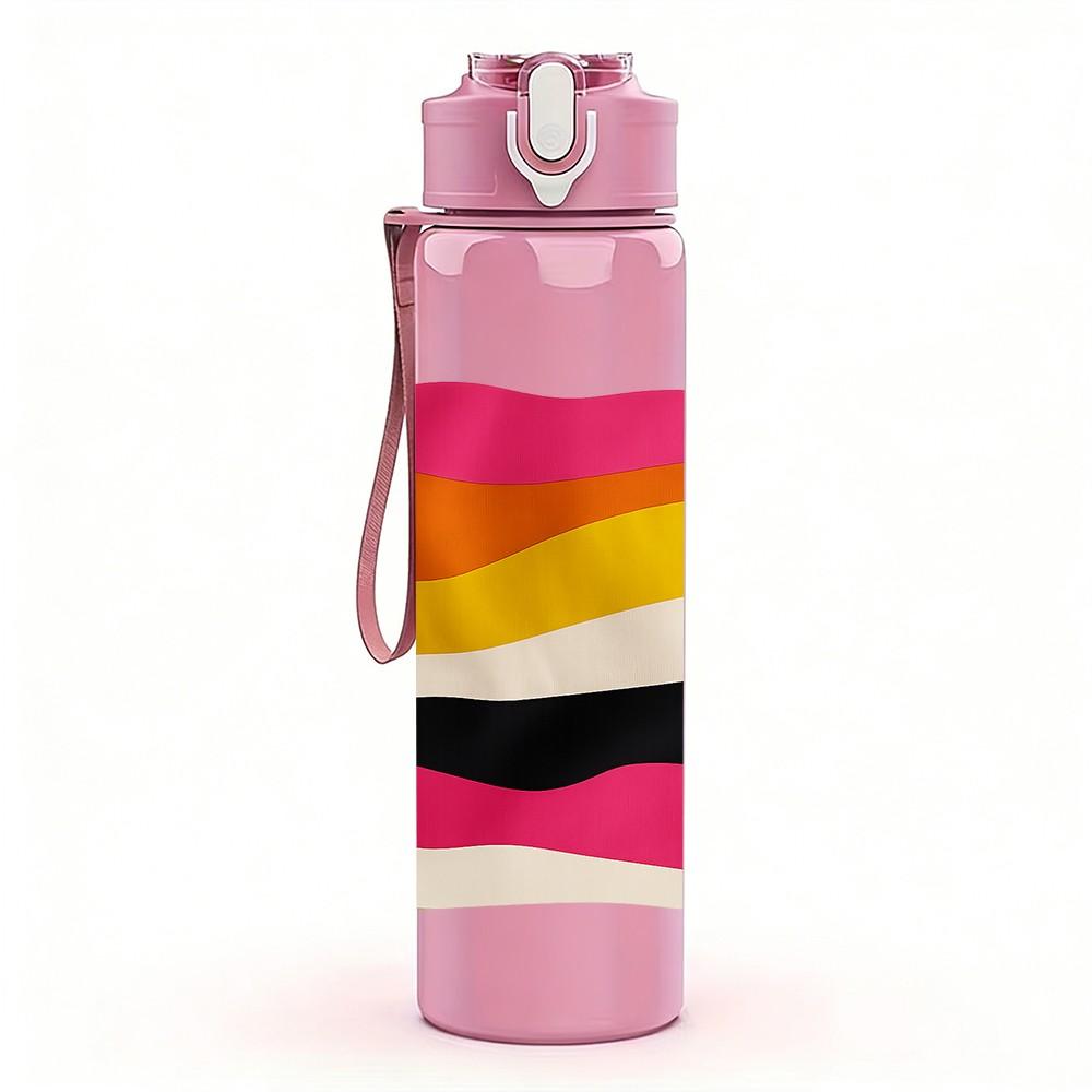 1PC Pride Flag Horizontal Art 750ml Color Plastic Sports Water Bottle Leakproof Flip Straw Lid Suitable for Sports Office Home Use