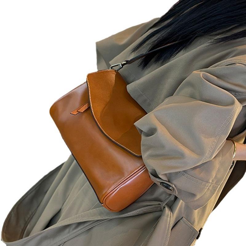 Women's Genuine Leather Bag, Casual Underarm Bag, Cowhide Retro Messenger Versatile Single Shoulder Women's Bag, High Sense