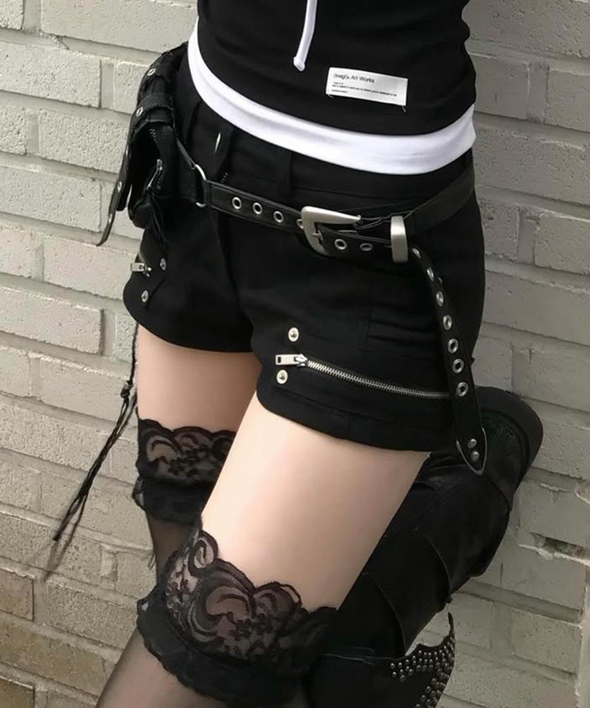 Inegi Angled Seam Zip Shorts (Black)