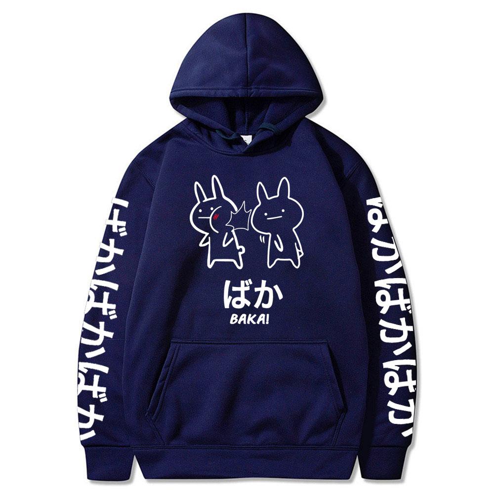 2021 Summer Japanese Anime Baka Rabbit Slap Hoodies Japan Anime Funny Cute Hoody Harajuku Black Japanese Sweatshirt Pullover