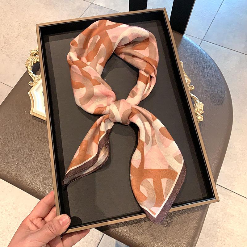 Double-sided Imitation Silk Wool Scarf Silk Scarf Women's New Neck Scarf Shirt Small Square Scarf Scarf Mother Gift