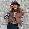 Down Cotton Vest for Women,autumn and Winter Stand Up Collar, Thick and Warm Short Sleeveless Cotton Jacket, Vest Jacket, Trendy