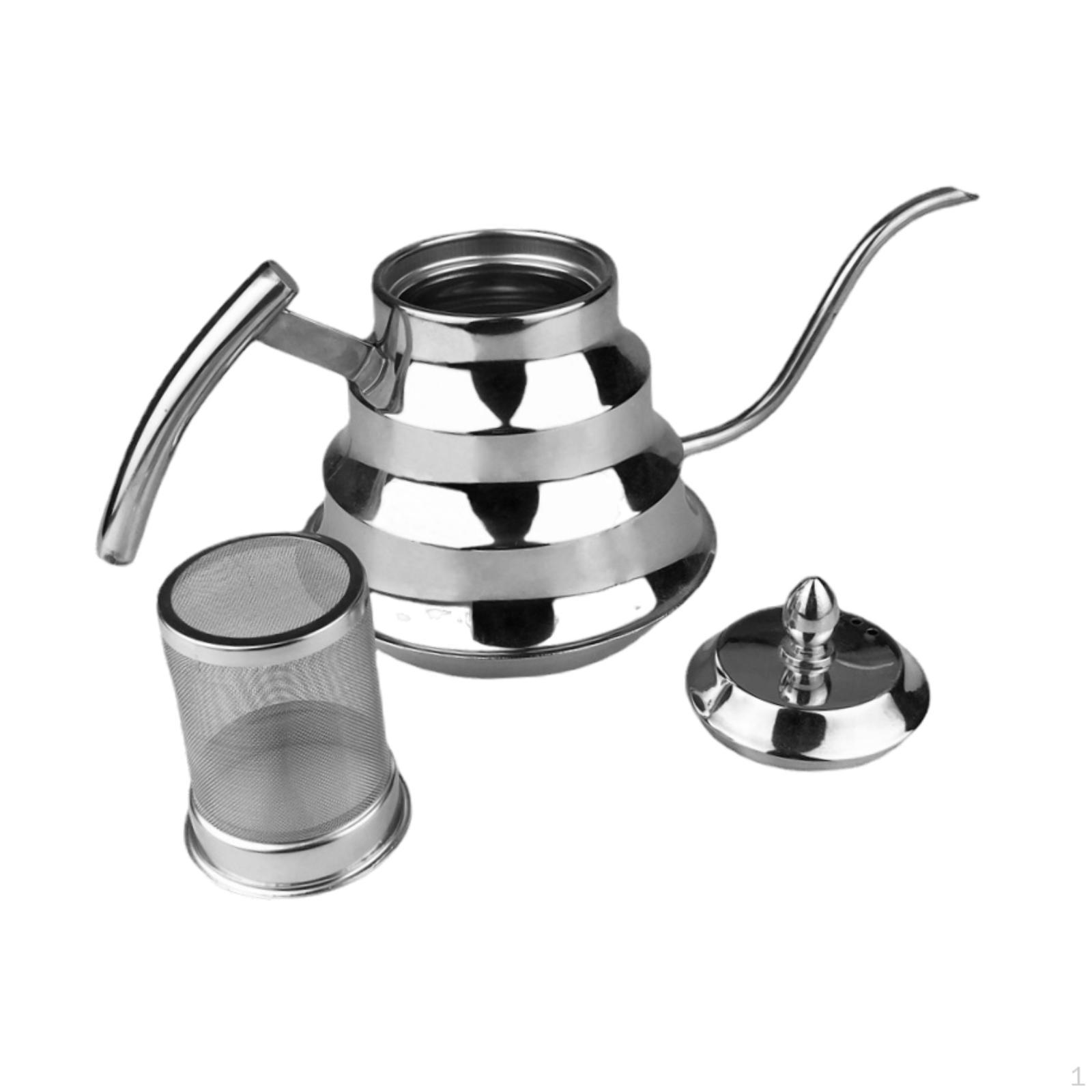

Чайник для кофе с носиком гусиная шея, из нержавеющей стали, для заваривания методом пуровер, чайник с длинным носиком, фильтрованная вода Sliver