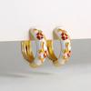 Vintage Multicolor Enamel Flower Round Hoop Earrings Boho Gold Color Circle Round Earrings Statement Jewelry Gifts for Women