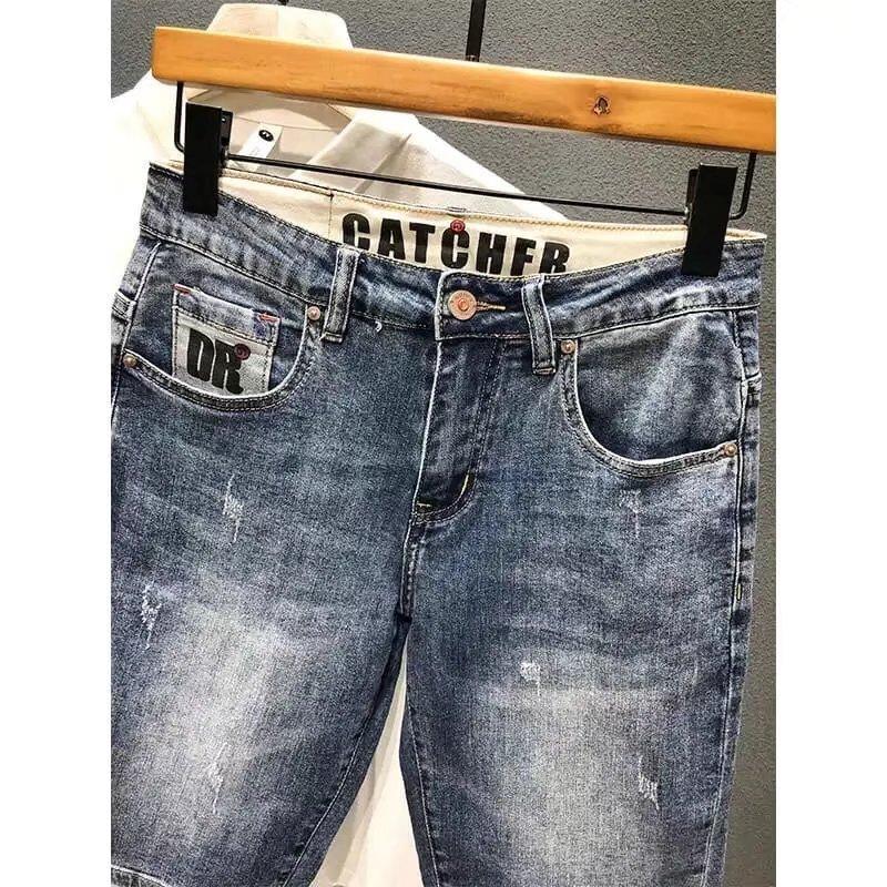 Trendige, vielseitige, lockere, gerade Jeans-Shorts, lässige Shorts für Herren