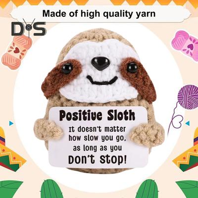 Crocheted Sloth Mini Positive Sloth Doll with Encouragement Card Emotional Uplifting Support Sloth Affirmation Gift for Friends Family