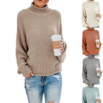 2025 Women's High Neck Loose Pullover Sweater - Autumn/Winter Plus Size European & American Style