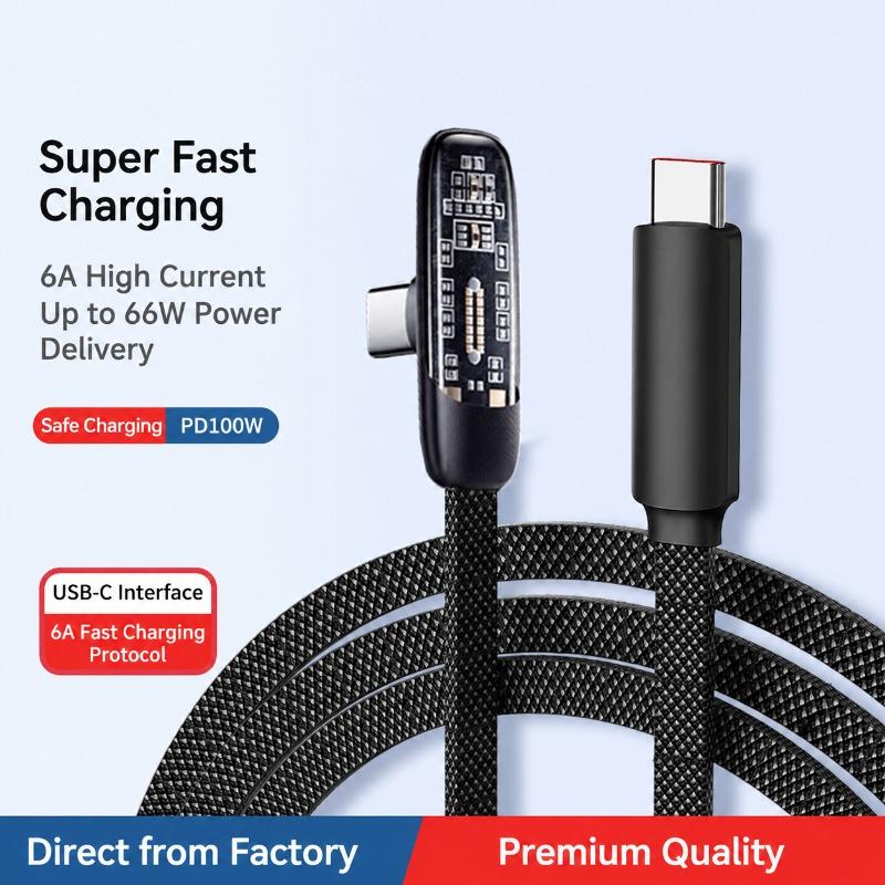 100W Fast Charging USB-C to USB-C Dual Type-C Cable with Flat Wire Compatible with iPhone 17, Huawei, Honor, Xiaomi, eMarker