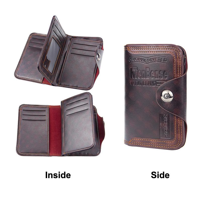 Vintage Men Wallet Card Holder Large Capacity Pu Leather Short Male Purse Id Credit Card Bag Men'S Tri-Fold Wallet Birthday Gift