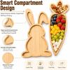 Easter Charcuterie Board Set 2PCS, Bunny and Carrot Wooden Serving Trays for Food, Rabbit Snack Platter for Party Hosting, Spring Holiday Table Decor