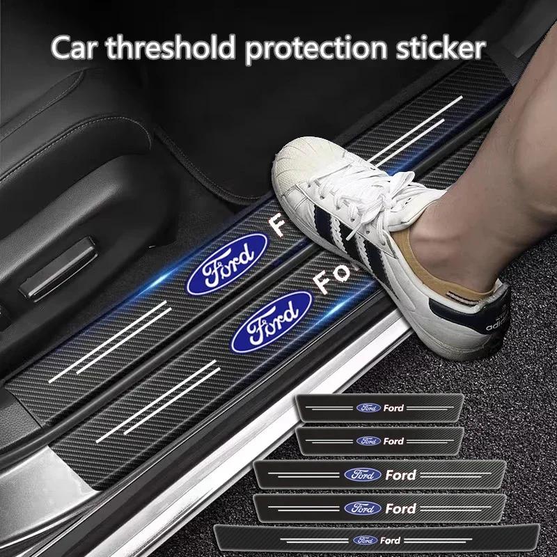 Car Sticker For Ford Car Door Sill Anti-scratch Stickers Carbon Microfiber Sticker For Ford Edge Explorer Transit Ranger Kuga MK