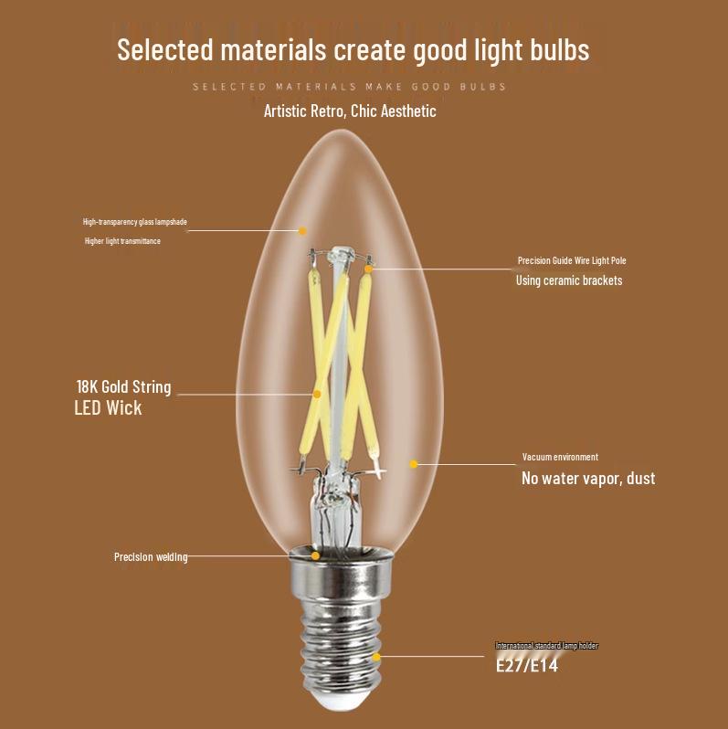LED Retro Edison Filament Bulb E14 Screw Base Warm White