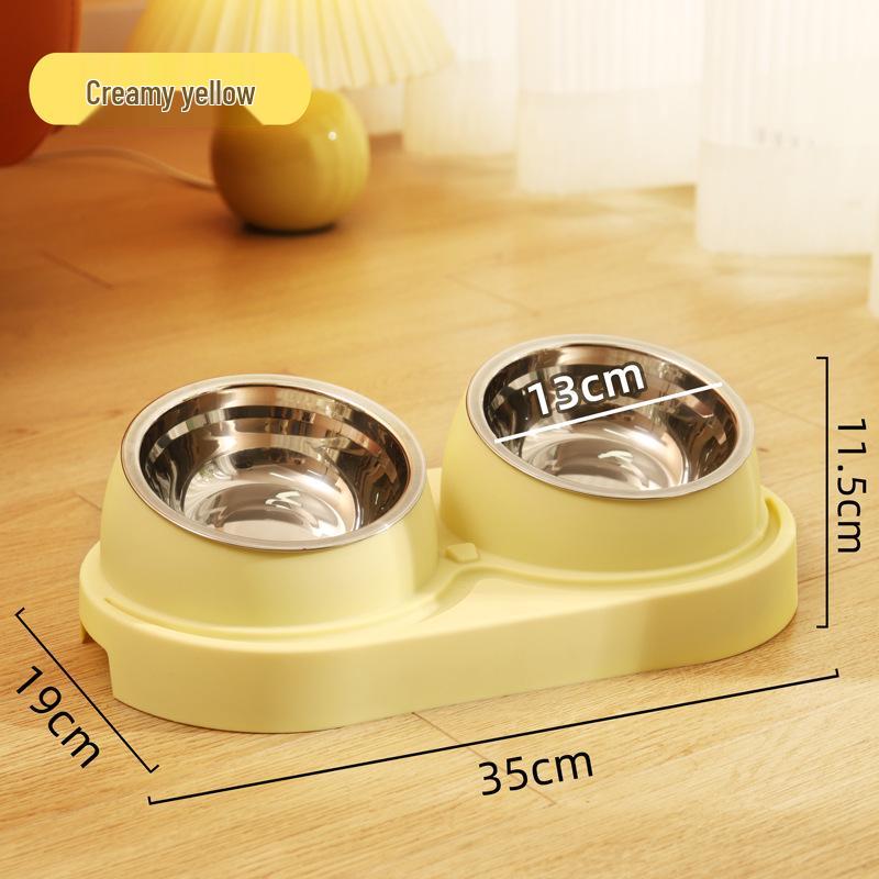 Slanted Double Bowl: Anti-Spill Cat & Dog Food and Water Bowl