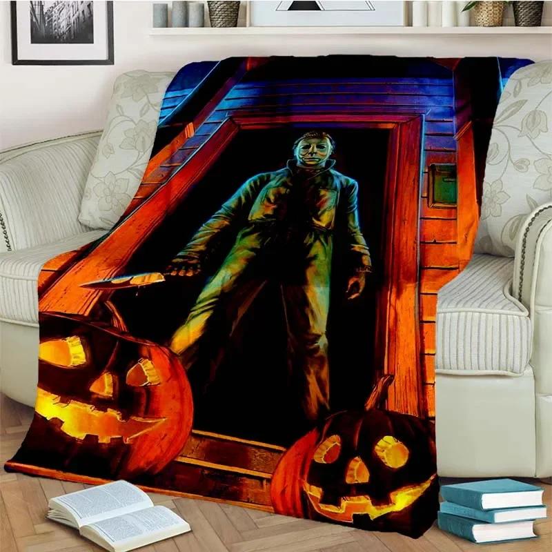 HD Horror Movie Game Halloween Gift Blanket Michael Myers Sofa Bed Decor Warm Flannel for Outdoor Picnic Car