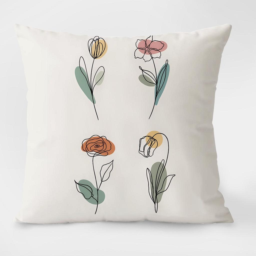 Simple Plant Pastoral Pattern Decorative Pillowcase Living Room Bedroom Square Cushion Pillowcase