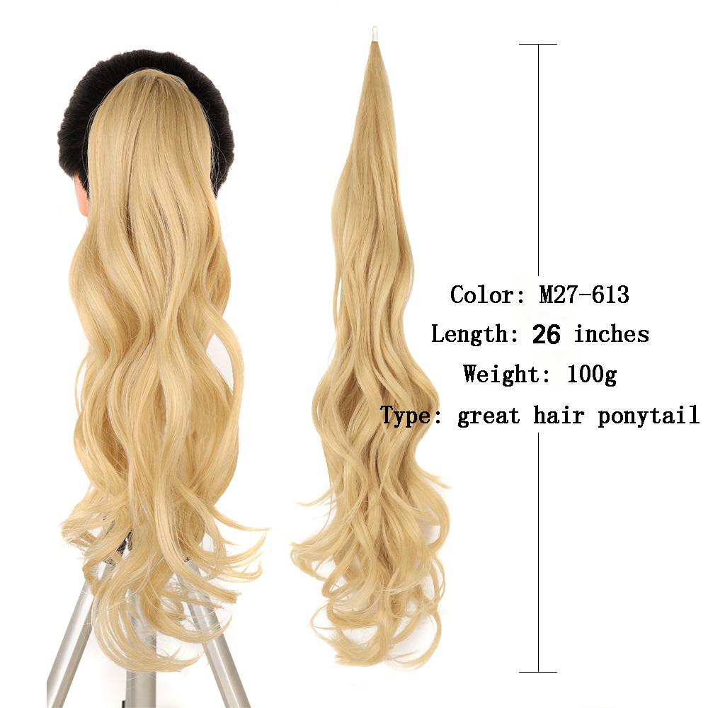 Synthetic Ponytail Extensions False Hair Tail for Women Flextail 26inch Length Blonde Ponytail Hairpieces For Women Daily Use