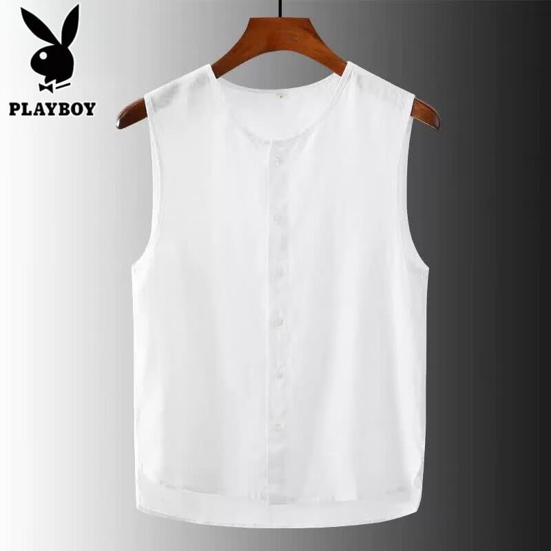 PLAYBOY Men s Sleeveless Linen Vest 2XL